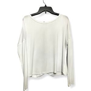 Unbranded Blouse Womens White Long Sleeve Boat Neck Twisted Back Cutout L